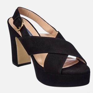 STUART WEITZMAN criss cross Jerry Suede Sandal Black size 8 1/2